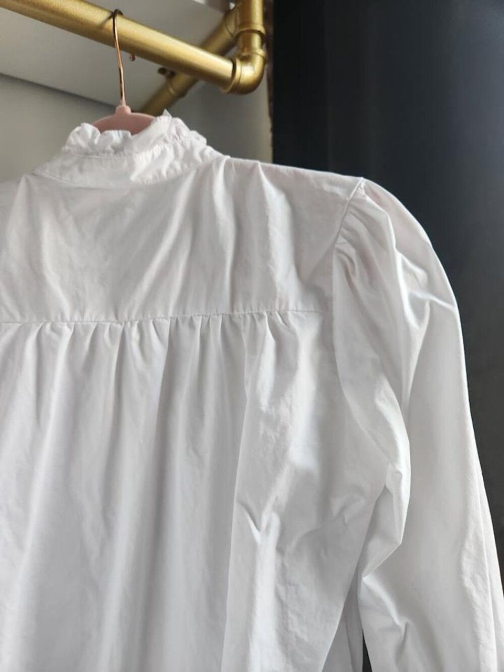 Mazik Victorian Womens White Ruffle High Neck Long Sleeve Blouse SZ S - Picture 5 of 7